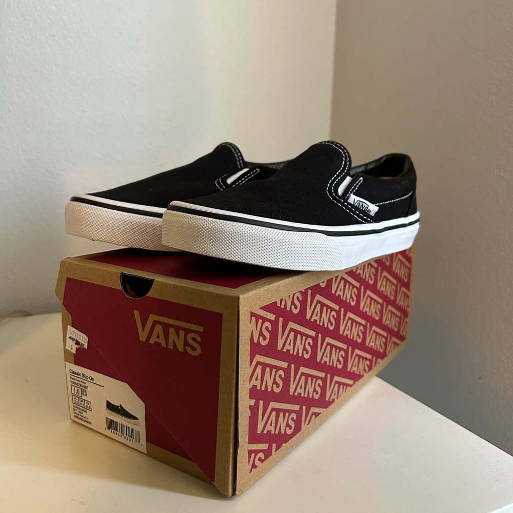 Vans Black and White Classic Slip-On Shoes
